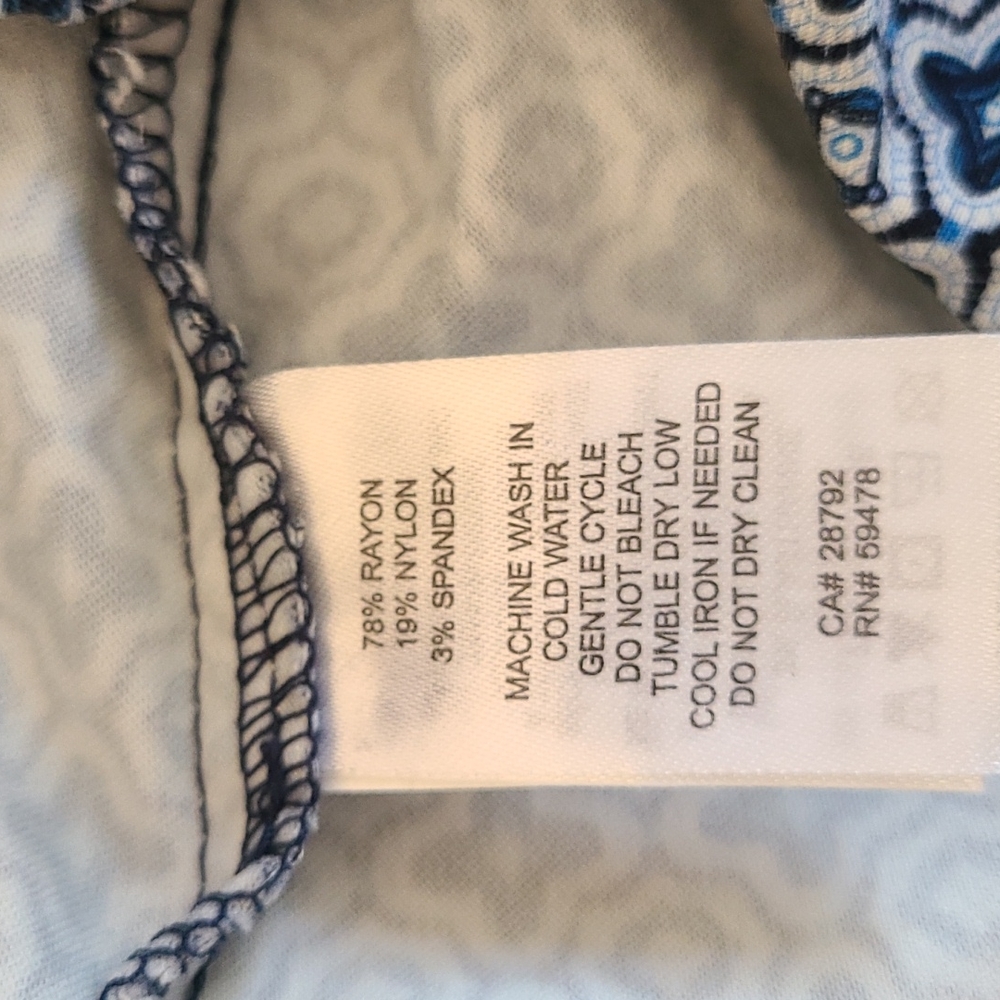 Kenar Skinny Slip On Stretch Ankle Pants. Sz 10 Blues/White Print Decor Zippers - Picture 8 of 9